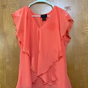 IMAN Vibrant Coral Layered Blouse